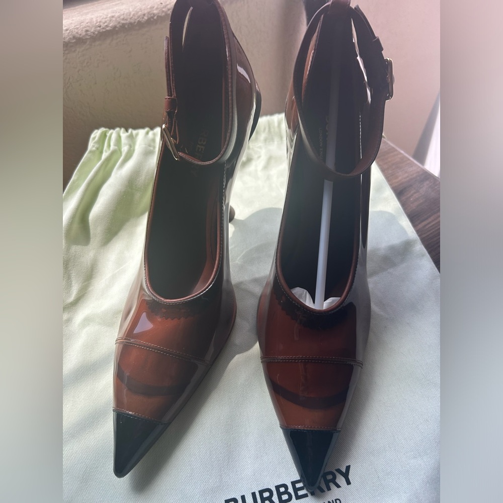 New Burberry Vinyl and Leather Point-toe Pumps